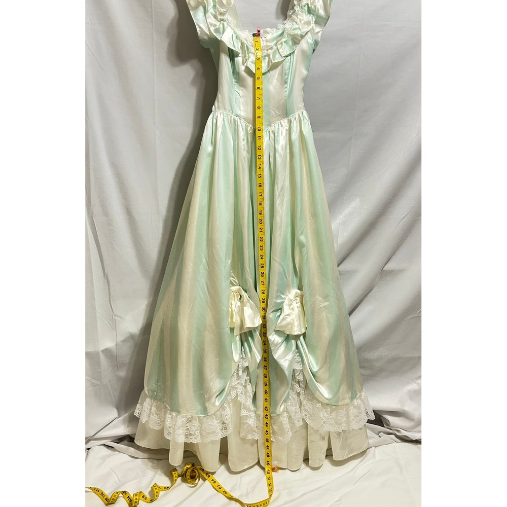 Vintage 1970 Jessica McClintock Gunne Sax Mint Strip Lace Southern Belle Gown 3 - Picture 5 of 16